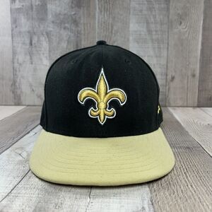 New Era 59fifty New Orleans Saints Fitted Hat Cap NFL Black Yellow Size 7 3/8